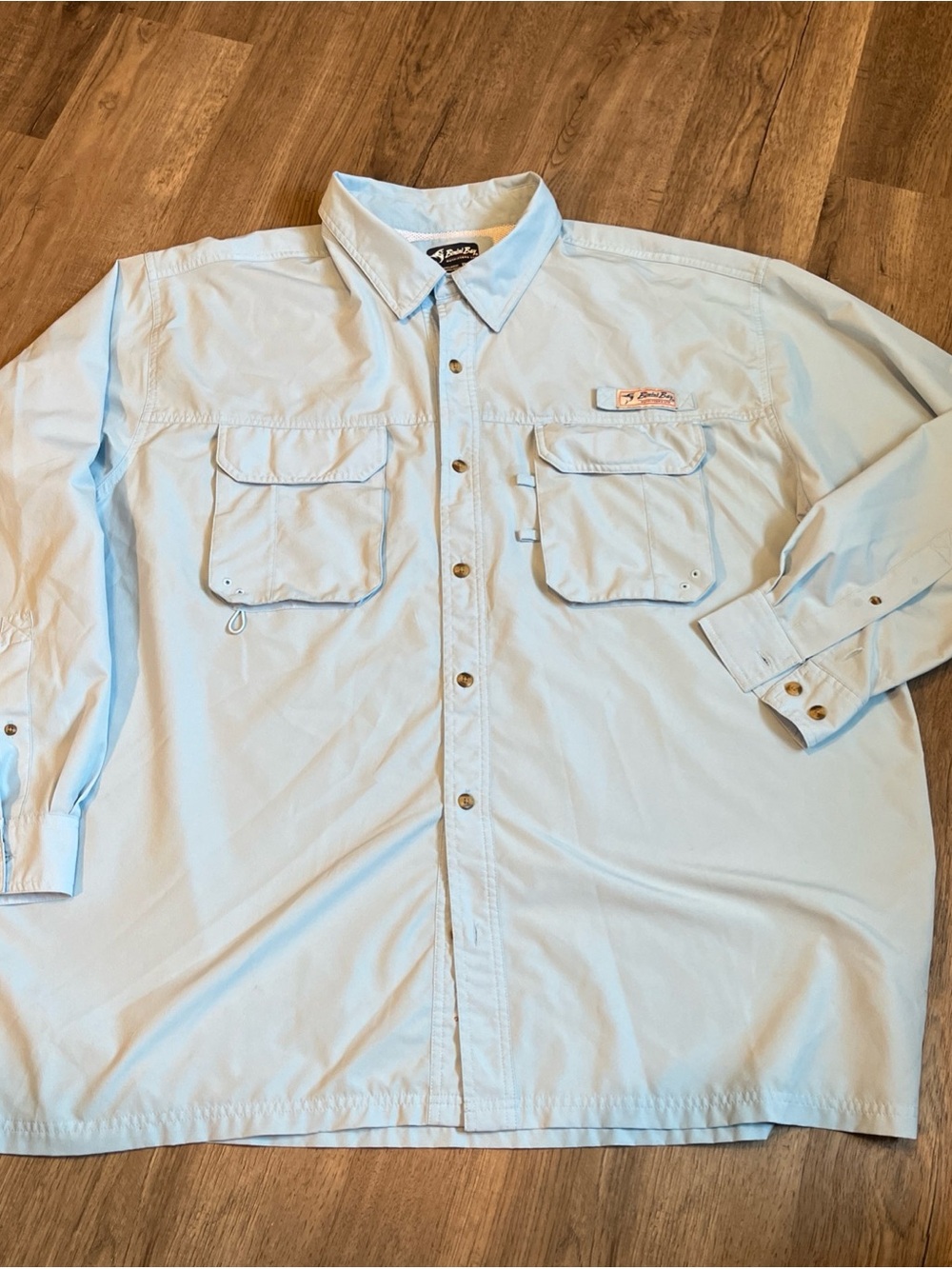 Bimini bay Light Blue Button-Front Fishing Shirt 3XL